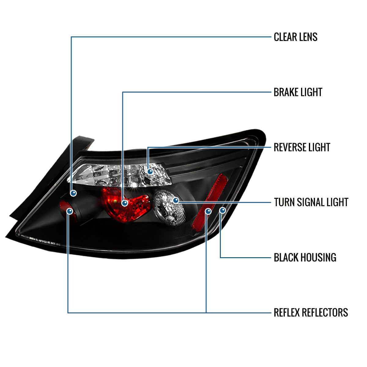 Ronnin - Fits 2006-2011 Honda Civic Coupe 2 Door Factory Replacement Tail Lights Assembly Pair | Black