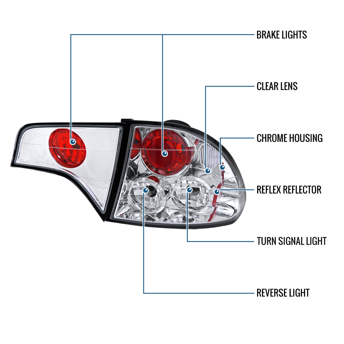 Ronnin - Fits 2006-2011 Honda Civic Sedan 4 Door Factory Replacement Tail Lights Assembly Pair | Chrome