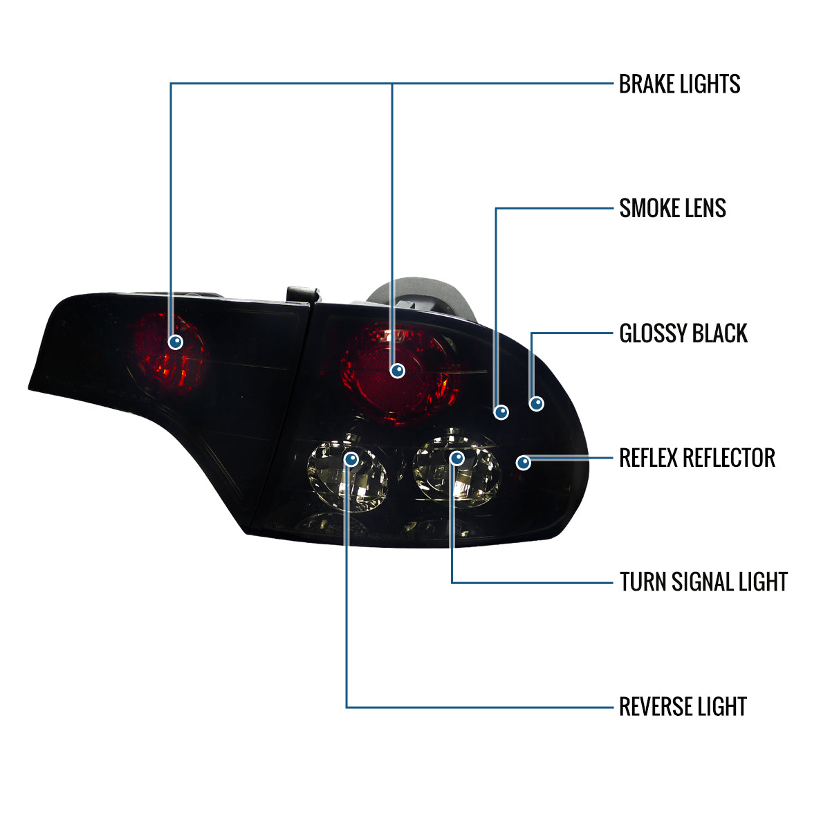 Ronnin - Fits 2006-2011 Honda Civic Sedan 4 Door Factory Replacement Tail Lights Assembly Pair | Black Smoke