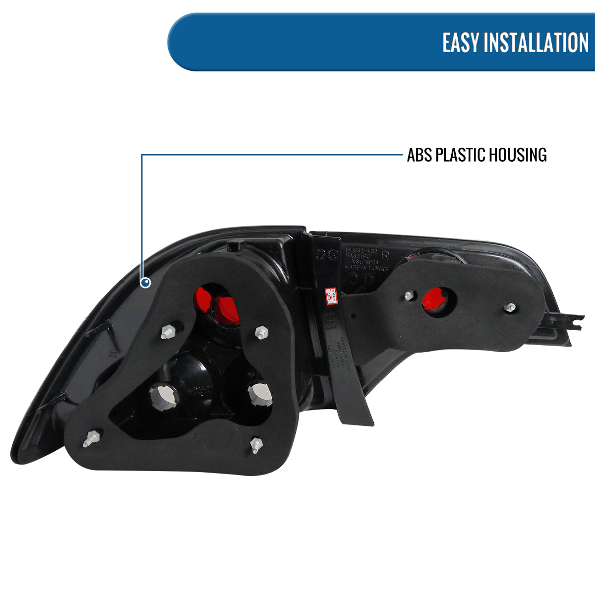 Ronnin - Fits 2006-2011 Honda Civic Sedan 4 Door Factory Replacement Tail Lights Assembly Pair | Black Red