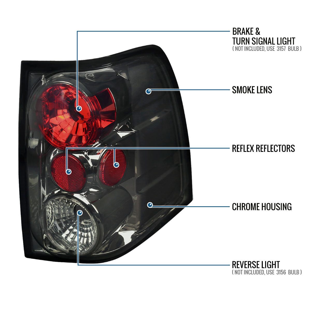 Ronnin - Fits 2003-2006 Ford Expedition Upgrade Tail Lights Assembly Replacement Pair | Smoke