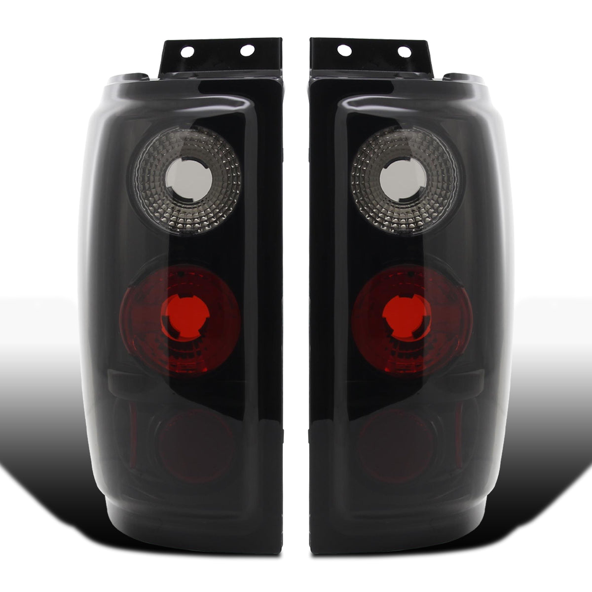 Ronnin - Fits 1997-2002 Ford Expedition Upgrade Tail Lights Assembly Replacement Pair | Black Smoke