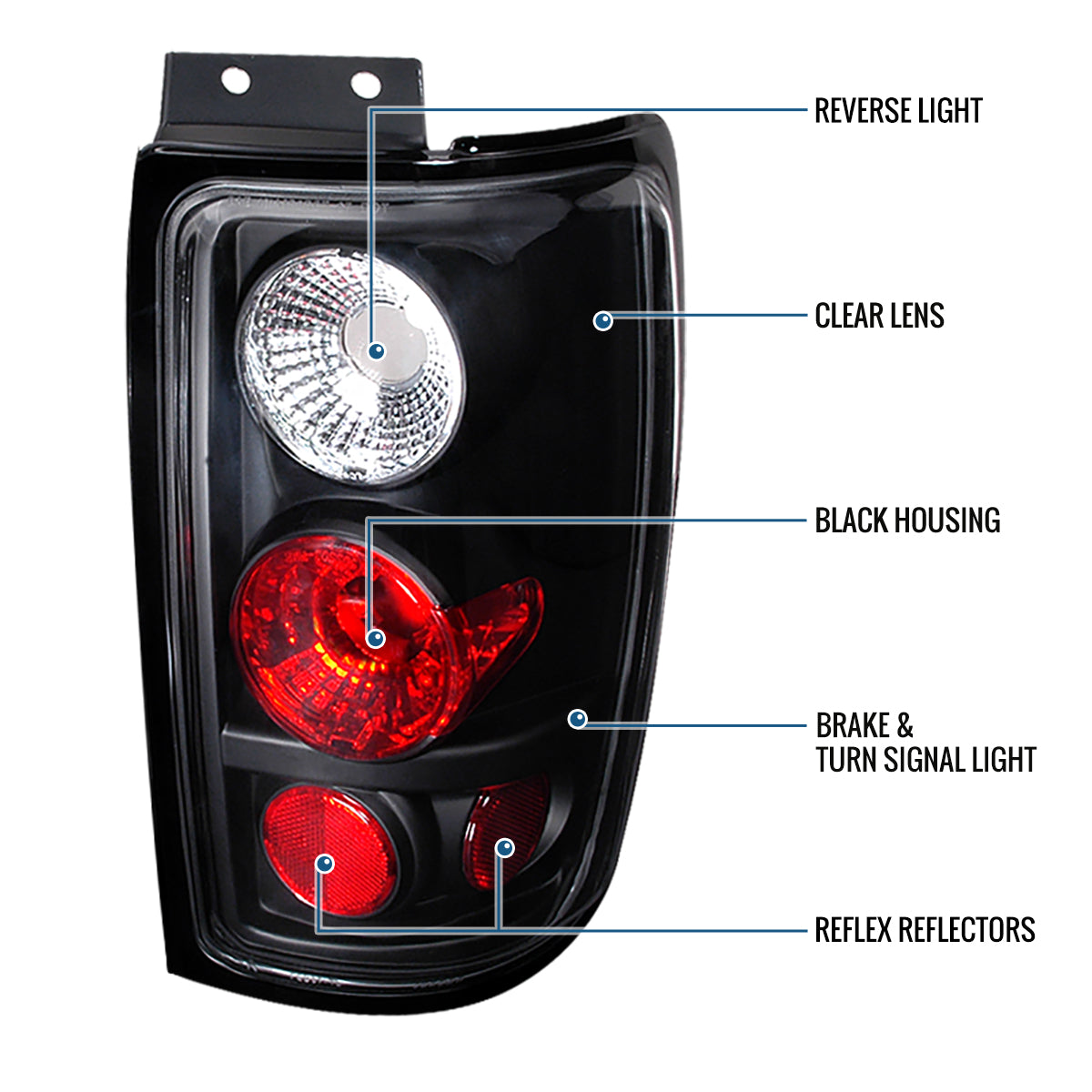 Ronnin - Fits 1997-2002 Ford Expedition Upgrade Tail Lights Assembly Replacement Pair | Black