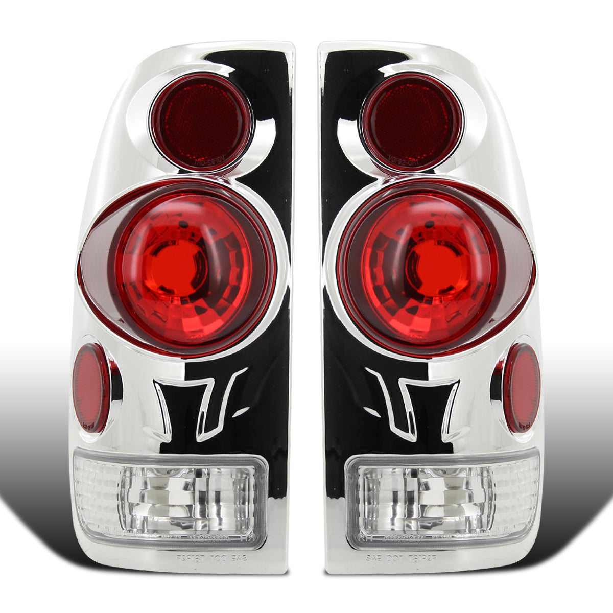 Ronnin - Fits 1997-2004 Ford F150 Heritage F250 F350 F450 F550 Styleside Tail Lights Assembly Pair | Chrome