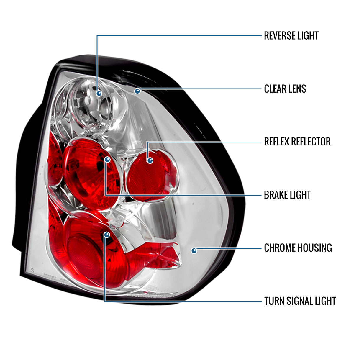 Ronnin - Fits 2004-2007 Chevy Malibu Euro Style Replacement Headlights Assembly Pair | Chrome