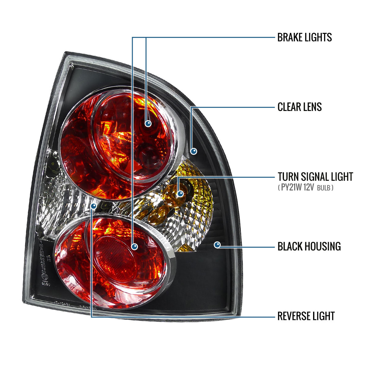 Ronnin - Fits 2001-2005 Volkswagen Passat 4Dr Sedan Euro Style Replacement Tail Lights Assembly Pair | Black