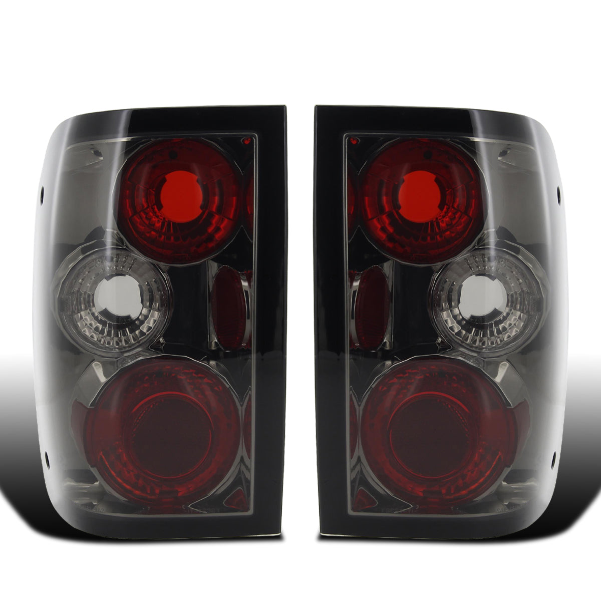 Ronnin - Fits 1993-1997 Ford Ranger Euro Style Replacement Tail Lights Assembly Pair | Smoke