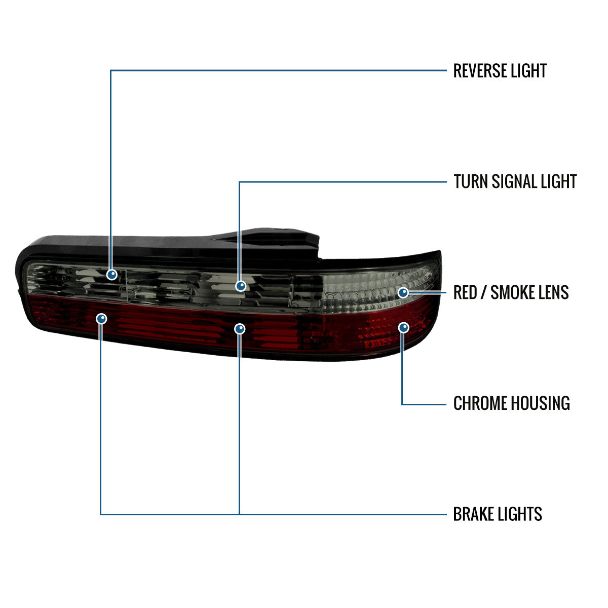 Ronnin - Fits 1989-1994 Nissan 240SX S13 Coupe Factory Replacement Tail Lights Assembly Pair | Smoke