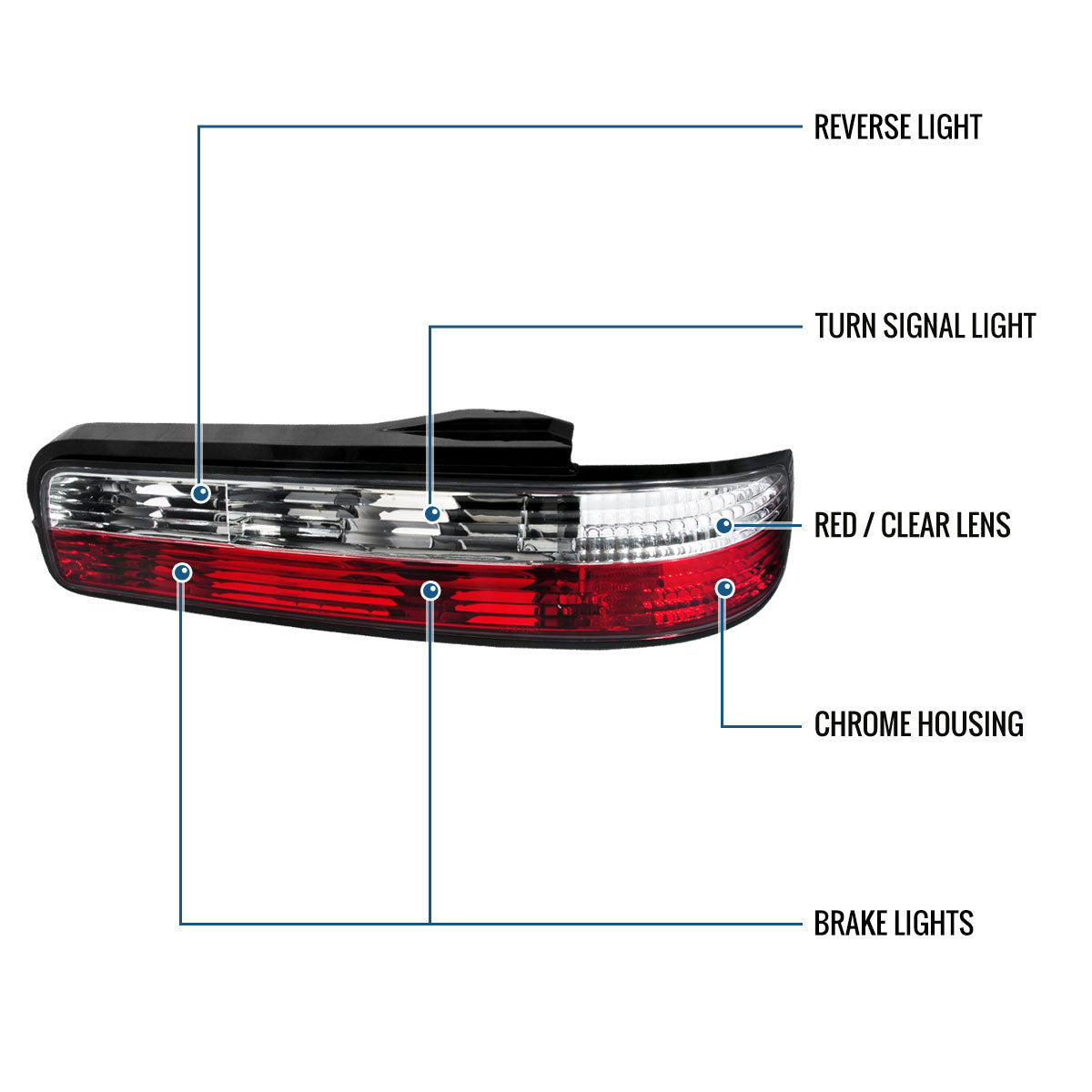 Ronnin - Fits 1989-1994 Nissan 240SX S13 Coupe Factory Replacement Tail Lights Assembly Pair | Red
