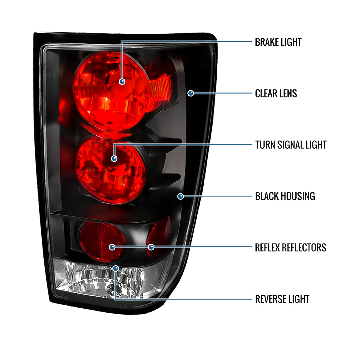 Ronnin - Fits 2004-2015 Nissan Titan Tail Lights Assembly Replacement Pair  | Black