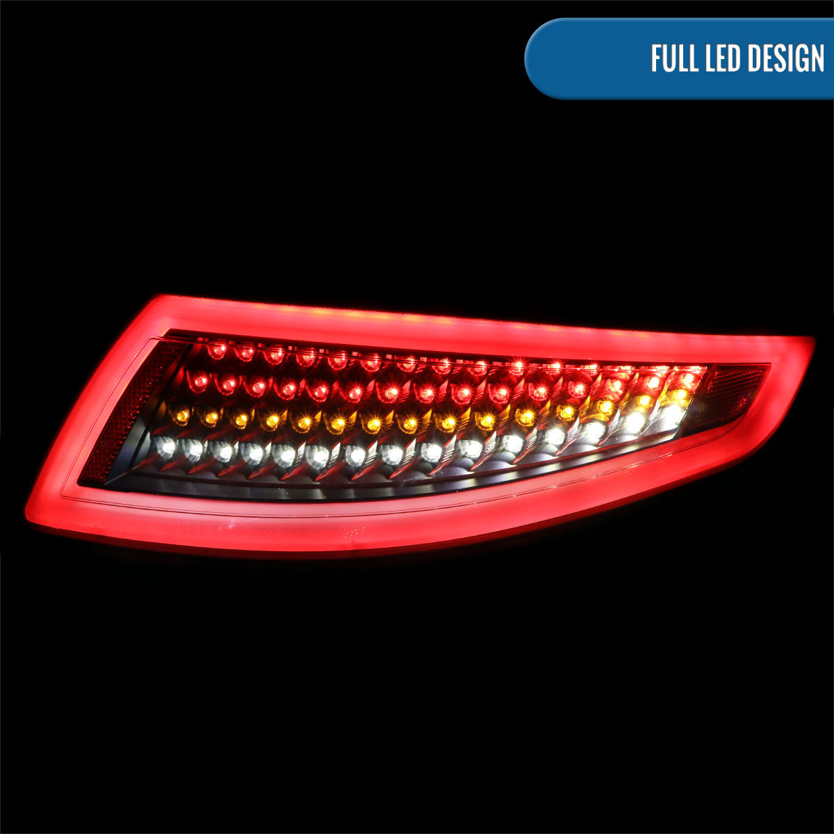 Ronnin - Fits 2005-2008 Porsche 911 997 Carrera Targa 2007-2009 Porsche 911 GT2 GT3 Turbo Upgraded Full LED Tail Lights Replacement Assembly Pair | Black