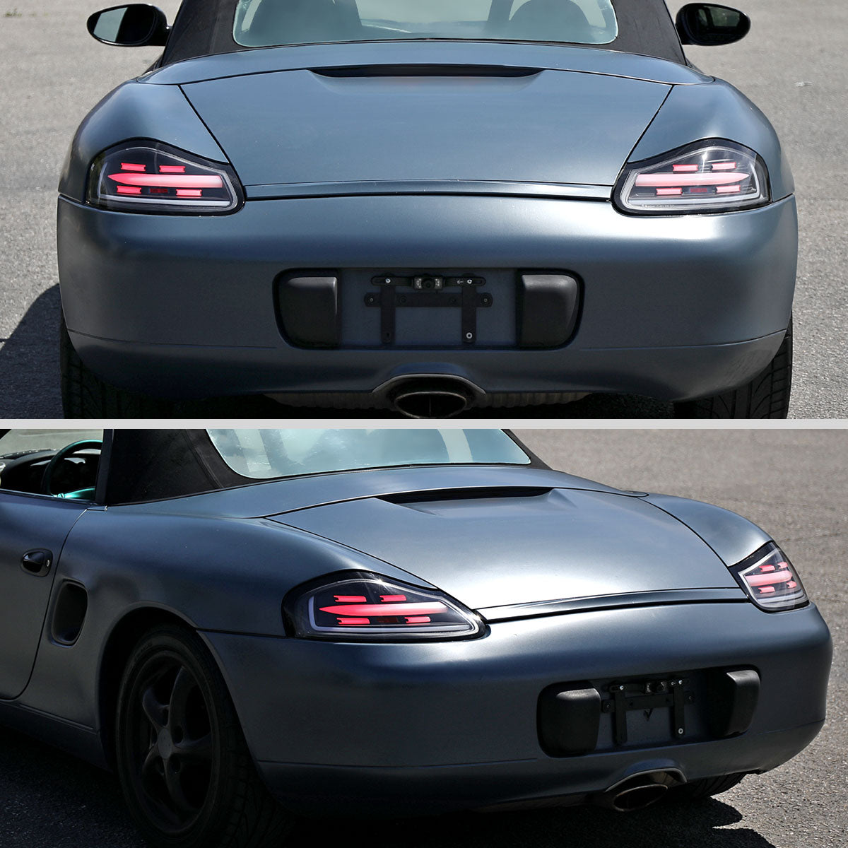 Ronnin - Fits 1997-2004 Porsche Boxster 986 Upgraded Replacement Full LED Sequential Turn Signal Tail Lights Assembly Pair | Black