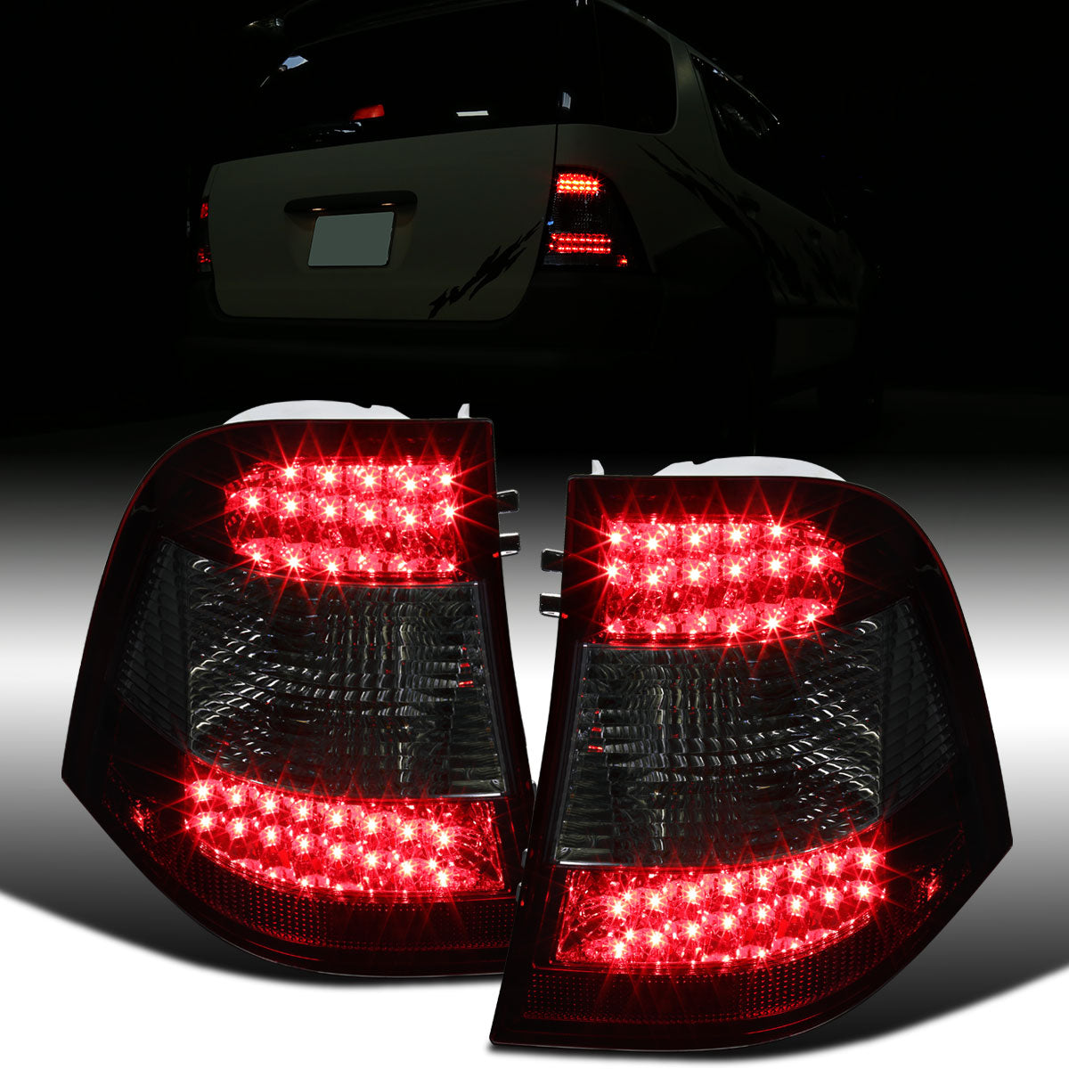Ronnin - Fits 1998-2005 Mercedes-Benz M-Class W163 US Spec LED Tail Lights Assembly Replacement Pair | Smoky Red