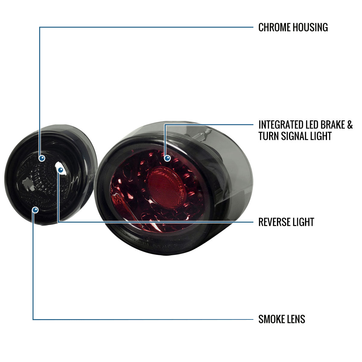 Ronnin - Fits 2005-2010 Chevy Cobalt Coupe Integrated LED Brake and Turn Signals Tail Lights Replacement Pair | Smoke