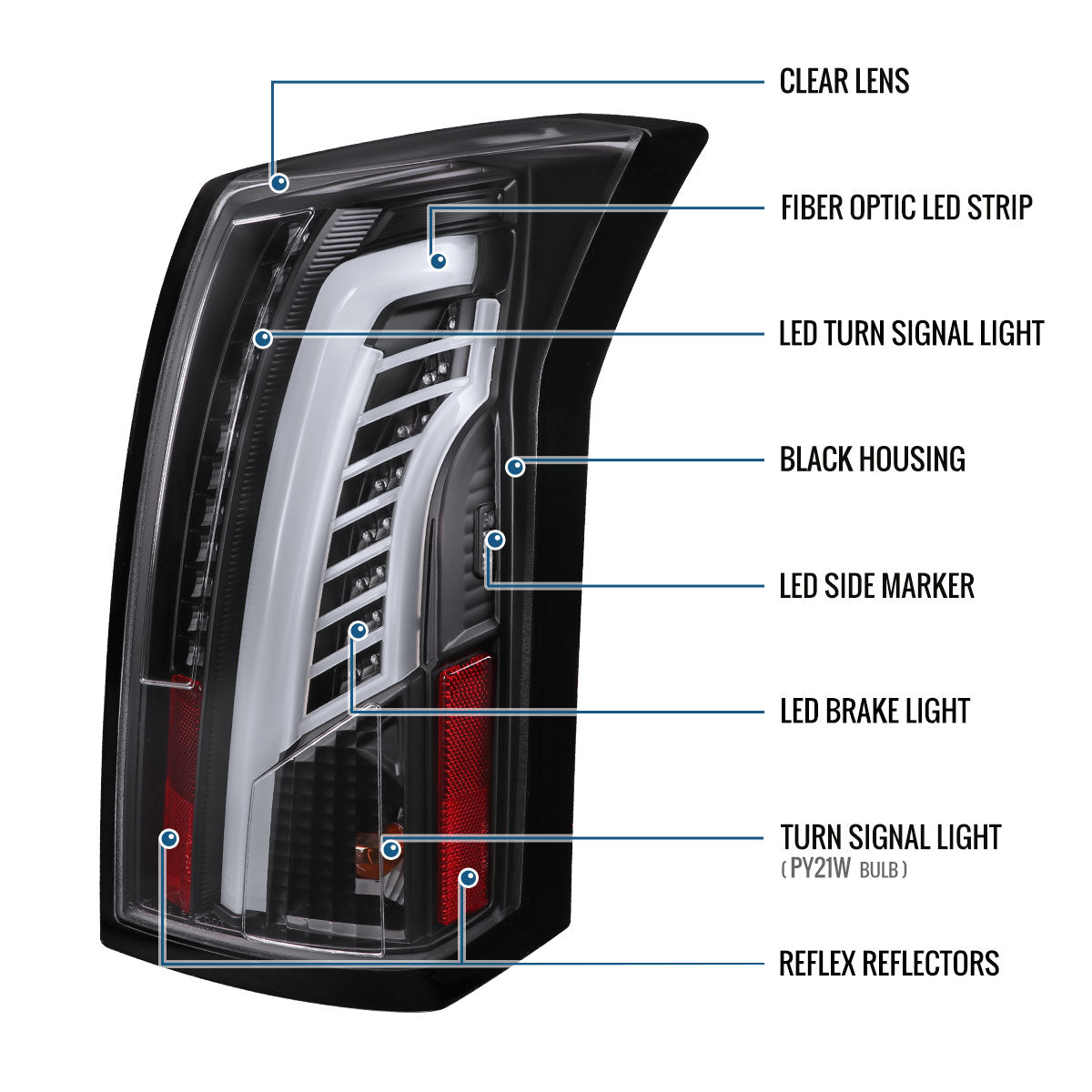 Ronnin - Fits 2003-2007 Cadillac CTS Upgrade Replacement LED Tail Lights Assembly Pair | Black