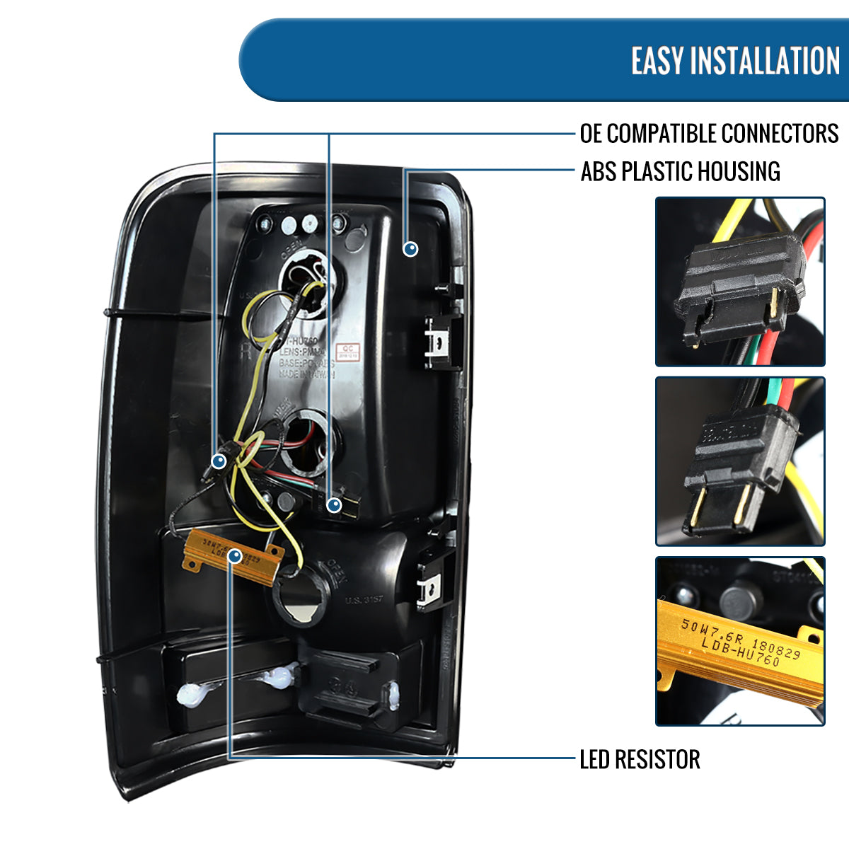 Ronnin - Fits 2000-2006 Chevy Suburban Tahoe GMC Yukon XL Denali Full LED Tail Lights Assembly Pair | Black Smoke