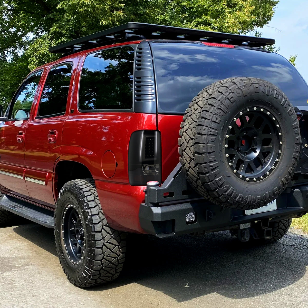 Ronnin - Fits 2000-2006 Chevy Suburban Tahoe GMC Yukon XL Denali Full LED Tail Lights Assembly Pair | Black Smoke