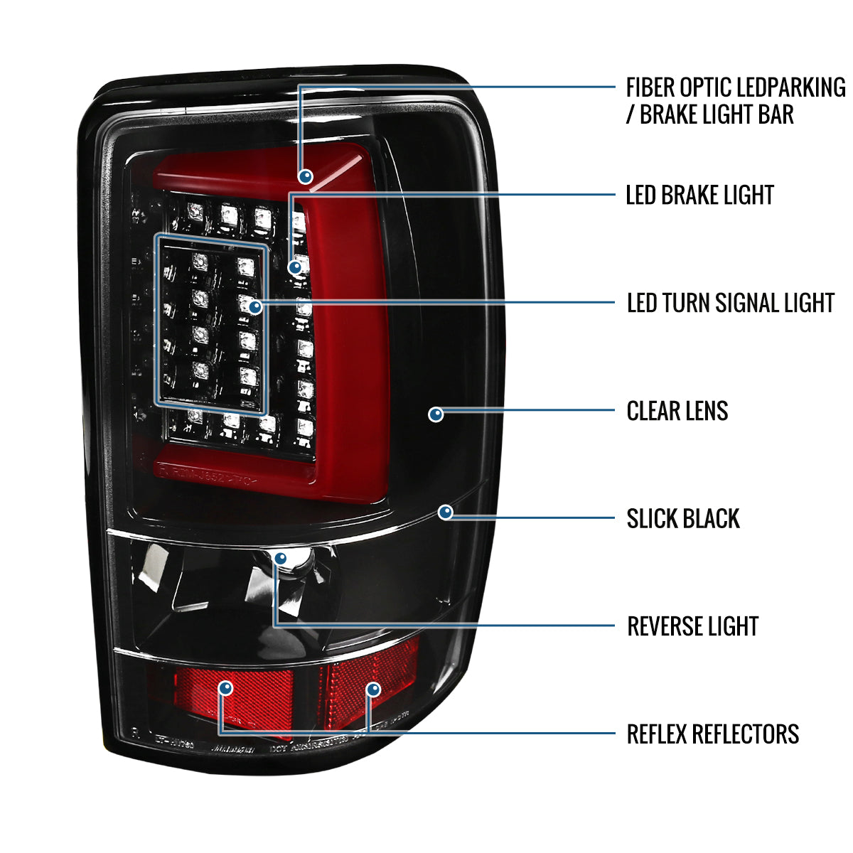 Ronnin - Fits 2000-2006 Chevy Suburban Tahoe GMC Yukon XL Denali Full LED Tail Lights Assembly Pair | Glossy Black