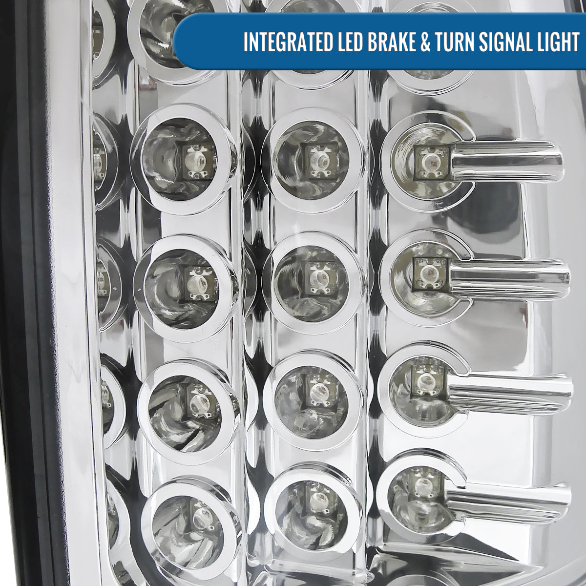 Ronnin - Fits 2000-2006 Suburban Tahoe Yukon Denali XL LED Integrated Brake and Turn Signal Lamps Tail Lights Assembly Pair | Chrome