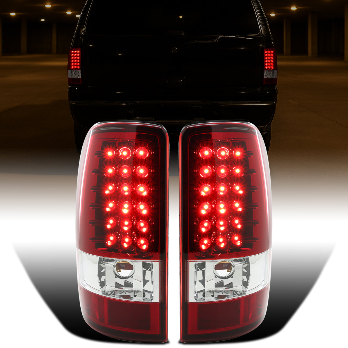 Ronnin - Fits 2000-2006 Suburban Tahoe Yukon Denali XL LED Integrated Brake and Turn Signal Lamps Tail Lights Assembly Pair | Red