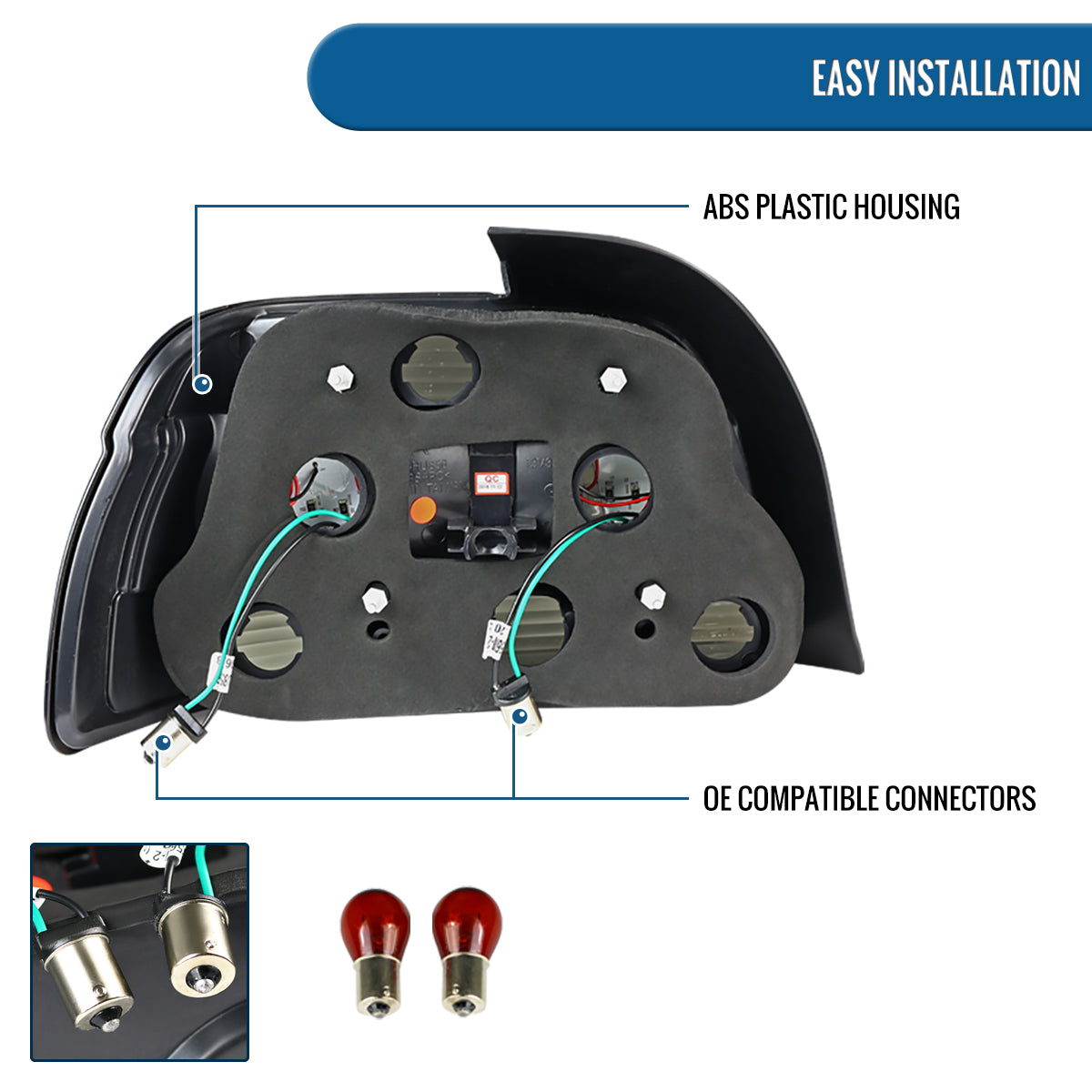 Ronnin - Fits 1997-2000 BMW E39 525i 540i 530i LED Brake Tail Lights Upgrade Assembly Pair | Red