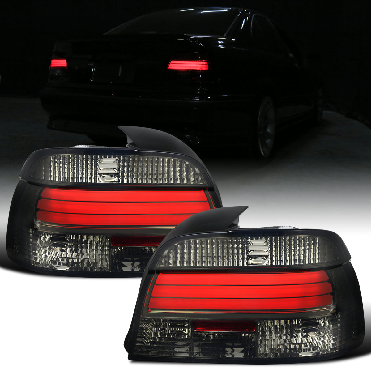Ronnin - Fits 1997-2000 BMW E39 525i 540i 530i LED Brake Tail Lights Upgrade Assembly Pair | Red