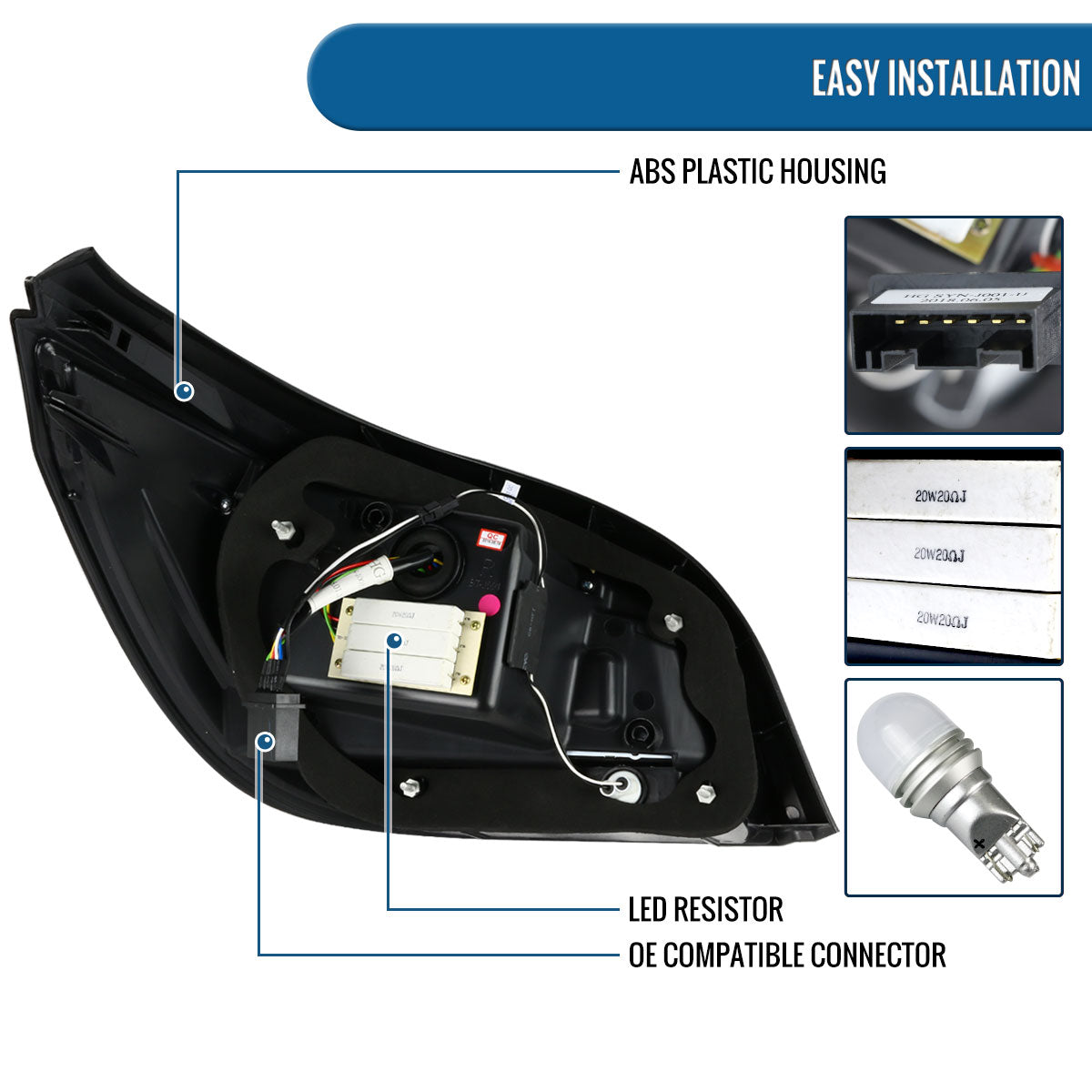 Ronnin - Fits 2004-2007 BMW E60 5-Series 525i 530i 545i 550i US Spec LED Tail Lights Upgrade Assembly Pair | Black Smoke