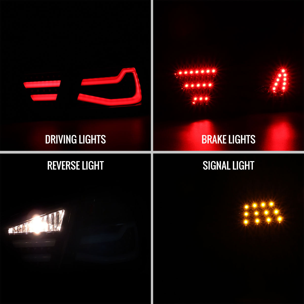 Ronnin - Fits 2006-2008 BMW E90 3-Series 325i 328i 330i Upgraded Replacement Full LED Driving Lights Tail Lamps Assembly Pair | Gloss Black