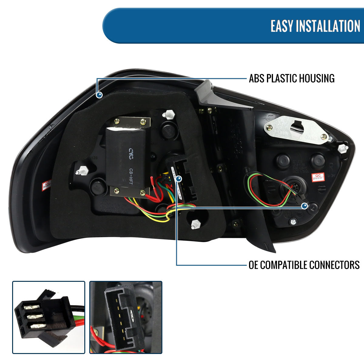 Ronnin - Fits 2006-2008 BMW E90 3-Series 325i 328i 330i Upgraded Replacement Full LED Driving Lights Tail Lamps Assembly Pair | Gloss Black