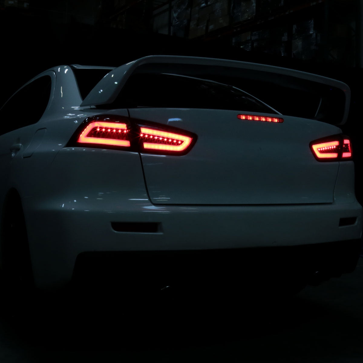 Ronnin - Fits 2008-2017 Mitsubishi Lancer Evolution Upgraded Replacement FULL LED Tail Lights Assembly | Black Smoke