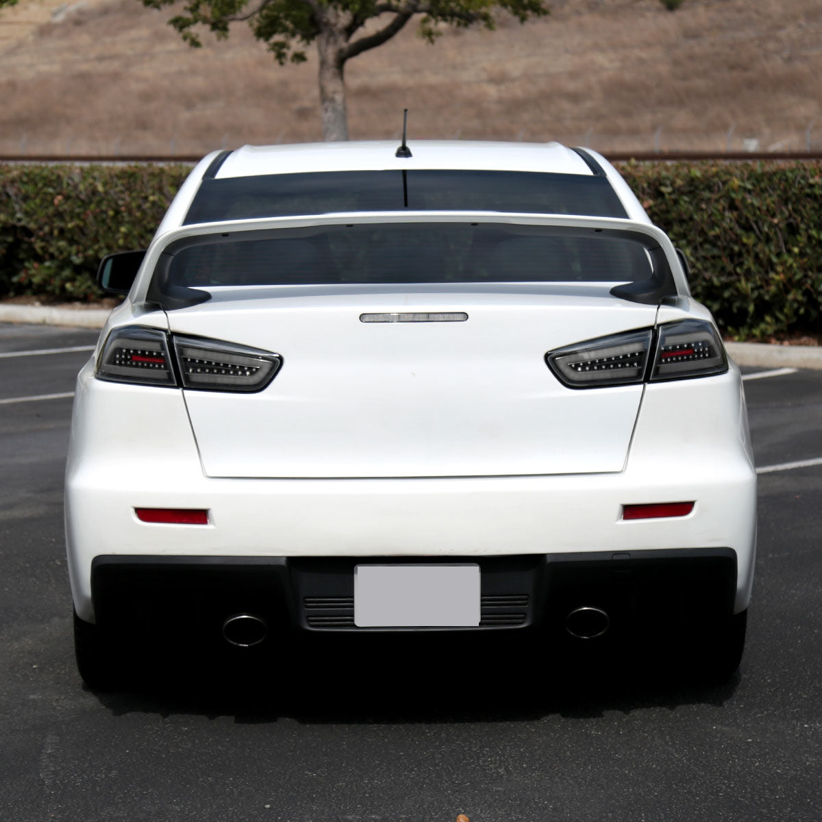 Ronnin - Fits 2008-2017 Mitsubishi Lancer Evolution Upgraded Replacement FULL LED Tail Lights Assembly | Black Smoke