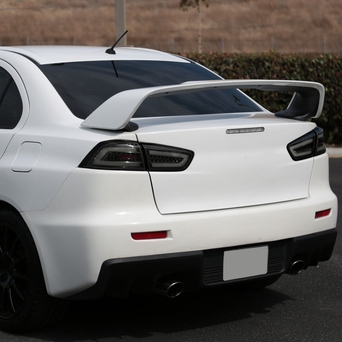 Ronnin - Fits 2008-2017 Mitsubishi Lancer Evolution Upgraded Replacement FULL LED Tail Lights Assembly | Black Smoke