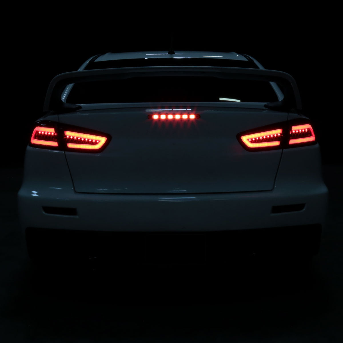 Ronnin - Fits 2008-2017 Mitsubishi Lancer Evolution Upgraded Replacement FULL LED Tail Lights Assembly | Gloss Black