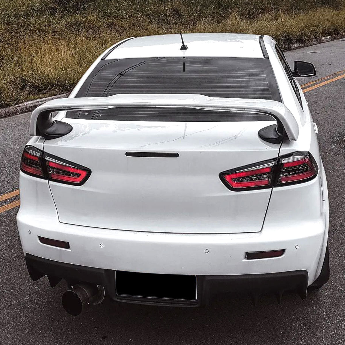 Ronnin - Fits 2008-2017 Mitsubishi Lancer Evolution Upgraded Replacement FULL LED Tail Lights Assembly | Smoke