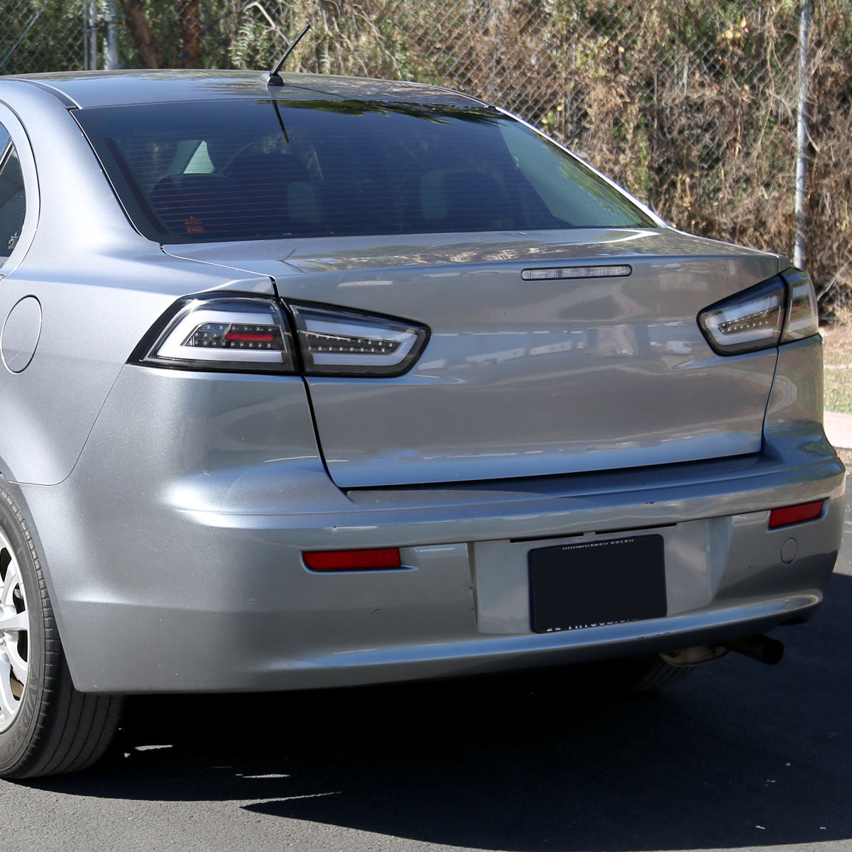 Ronnin - Fits 2008-2017 Mitsubishi Lancer Evolution Upgraded Replacement FULL LED Tail Lights Assembly | Black | White Tube