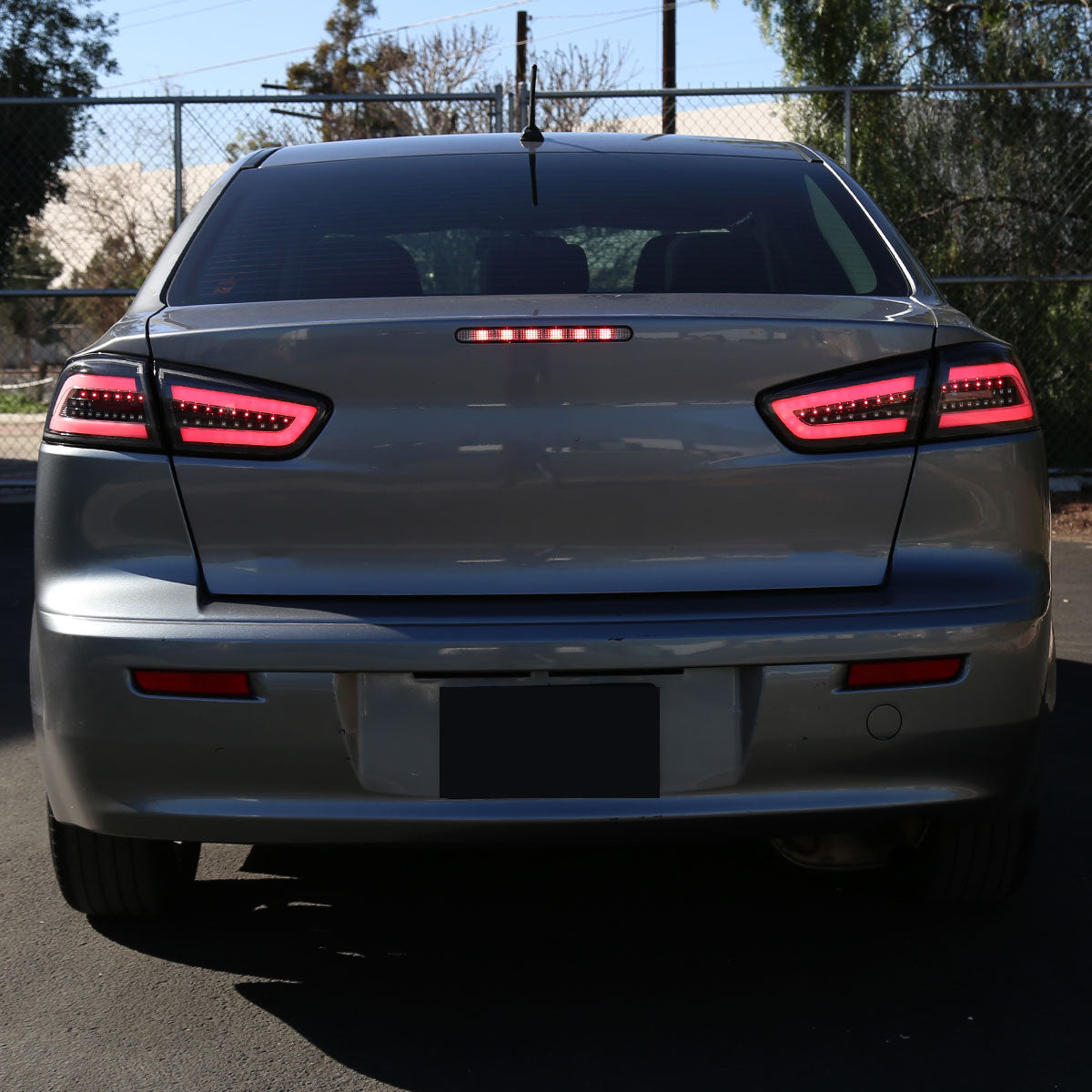 Ronnin - Fits 2008-2017 Mitsubishi Lancer Evolution Upgraded Replacement FULL LED Tail Lights Assembly | Black | White Tube