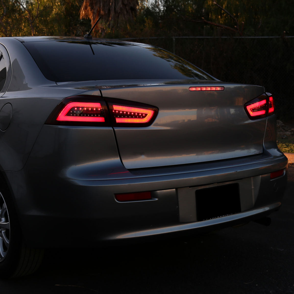 Ronnin - Fits 2008-2017 Mitsubishi Lancer Evolution Upgraded Replacement FULL LED Tail Lights Assembly | Red