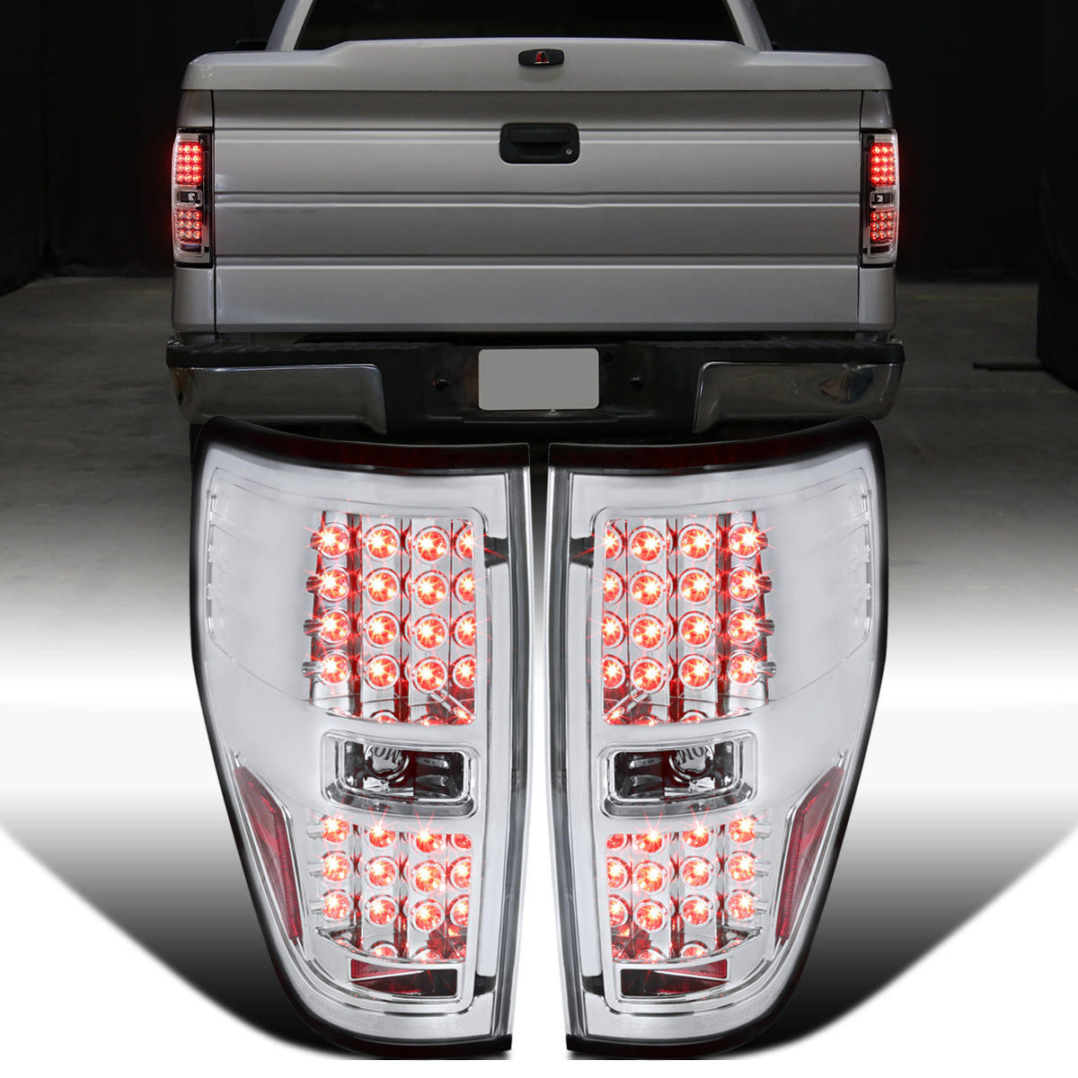 Ronnin - Fits 2009-2014 Ford F150 Upgrade Tail Lights Assembly LED Integrated Brake and Turn Signal Lights Pair | Chrome
