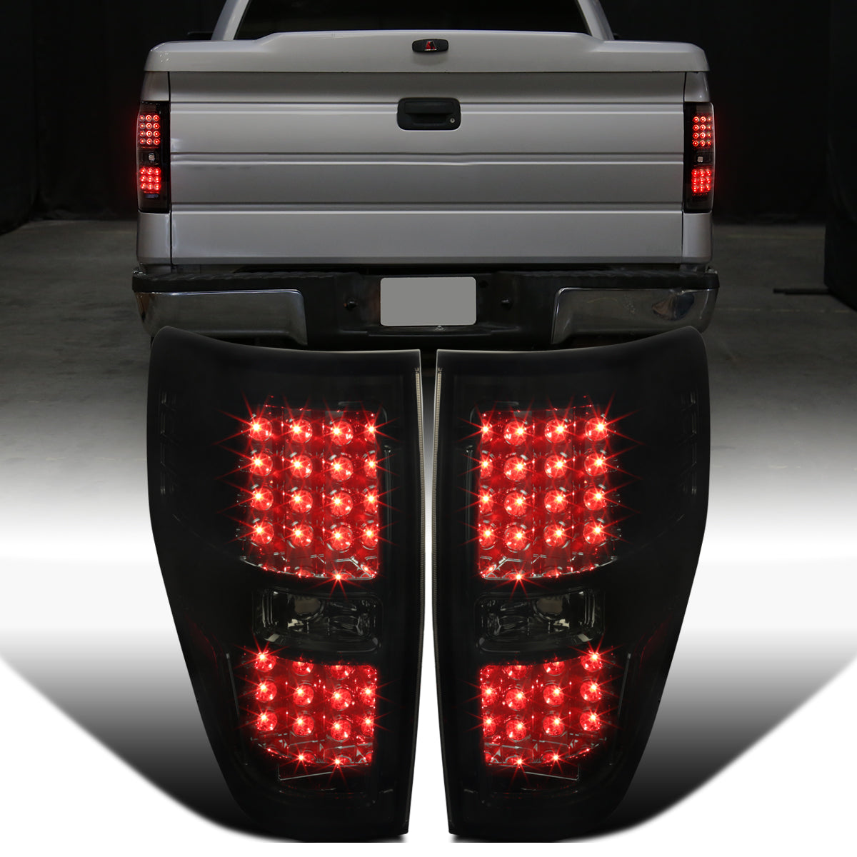Ronnin - Fits 2009-2014 Ford F150 Upgrade Tail Lights Assembly LED Integrated Brake and Turn Signal Lights Pair | Smoke