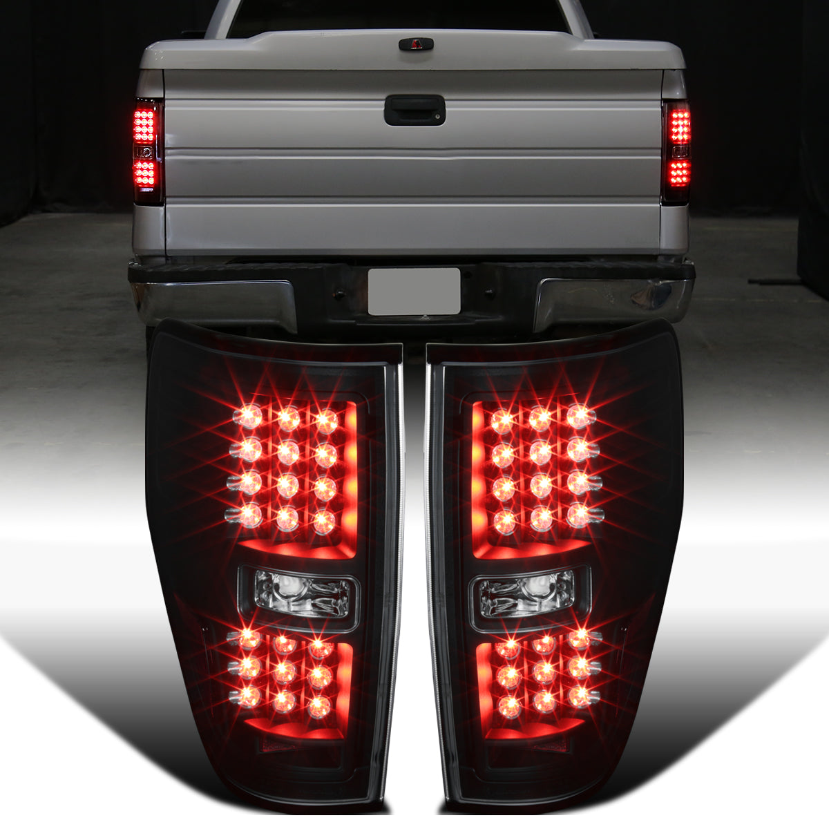 Ronnin - Fits 2009-2014 Ford F150 Upgrade Tail Lights Assembly LED Integrated Brake and Turn Signal Lights Pair | Black