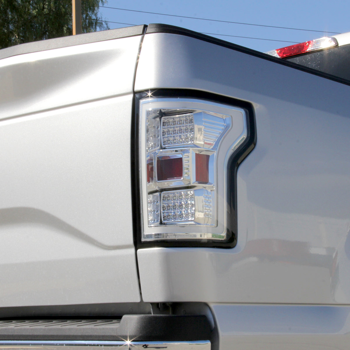 Ronnin - Fits 2015-2017 Ford F150 Upgraded Full LED Tail Lights Assembly Pair | Chrome | White Tube