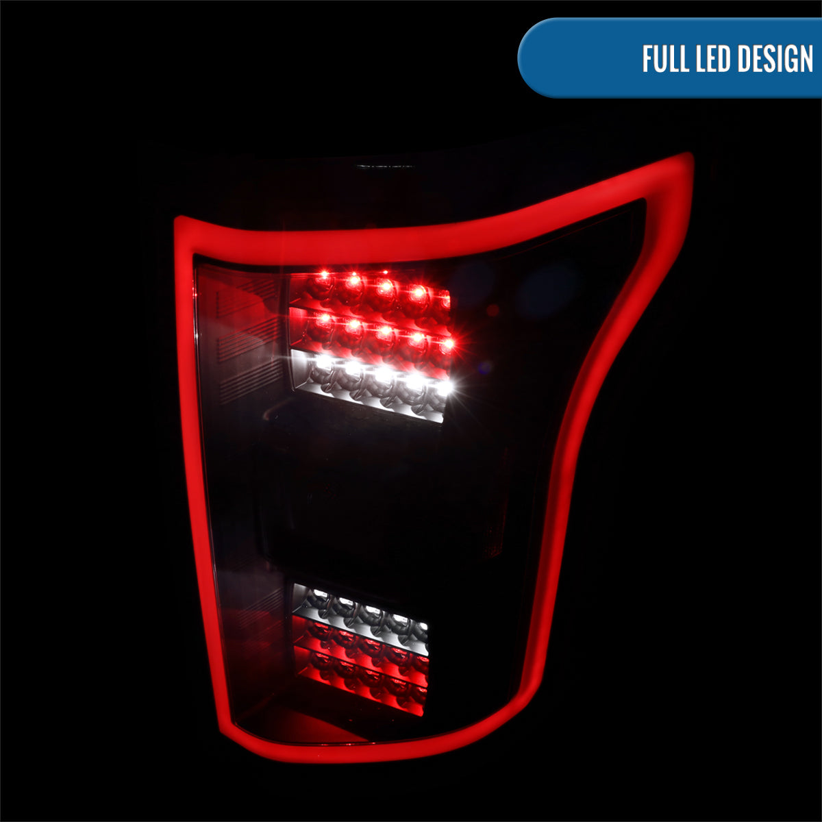 Ronnin - Fits 2015-2017 Ford F150 Upgraded Replacement Full LED Tail Lights Assembly Pair | Black