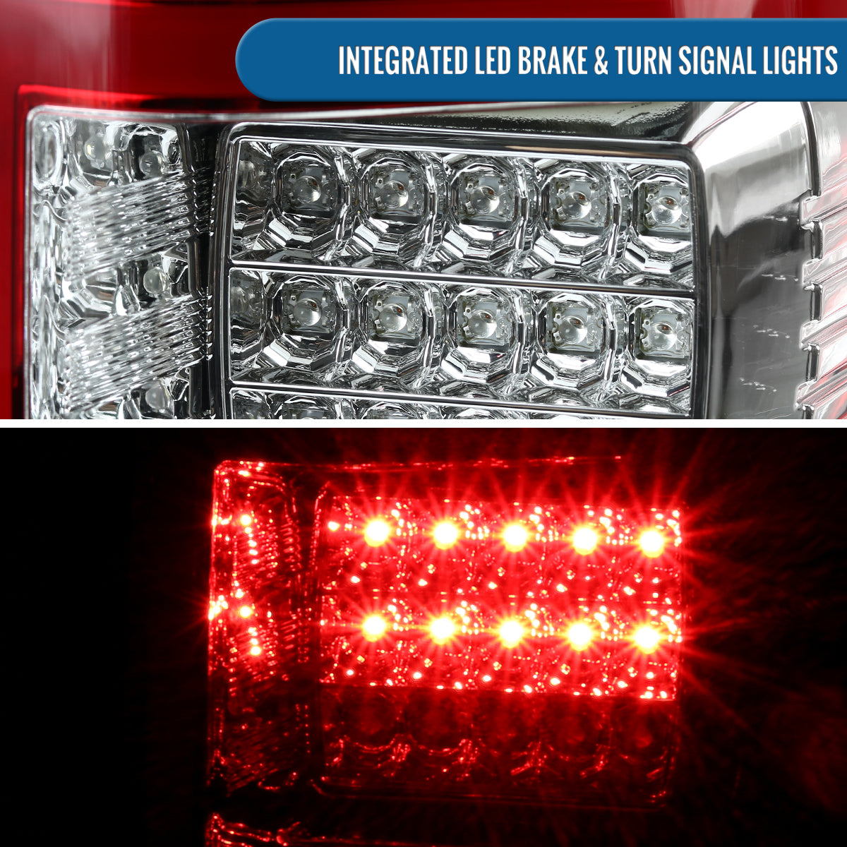 Ronnin - Fits 2015-2017 Ford F150 Upgraded Replacement Full LED Tail Lights Assembly Pair | Chrome