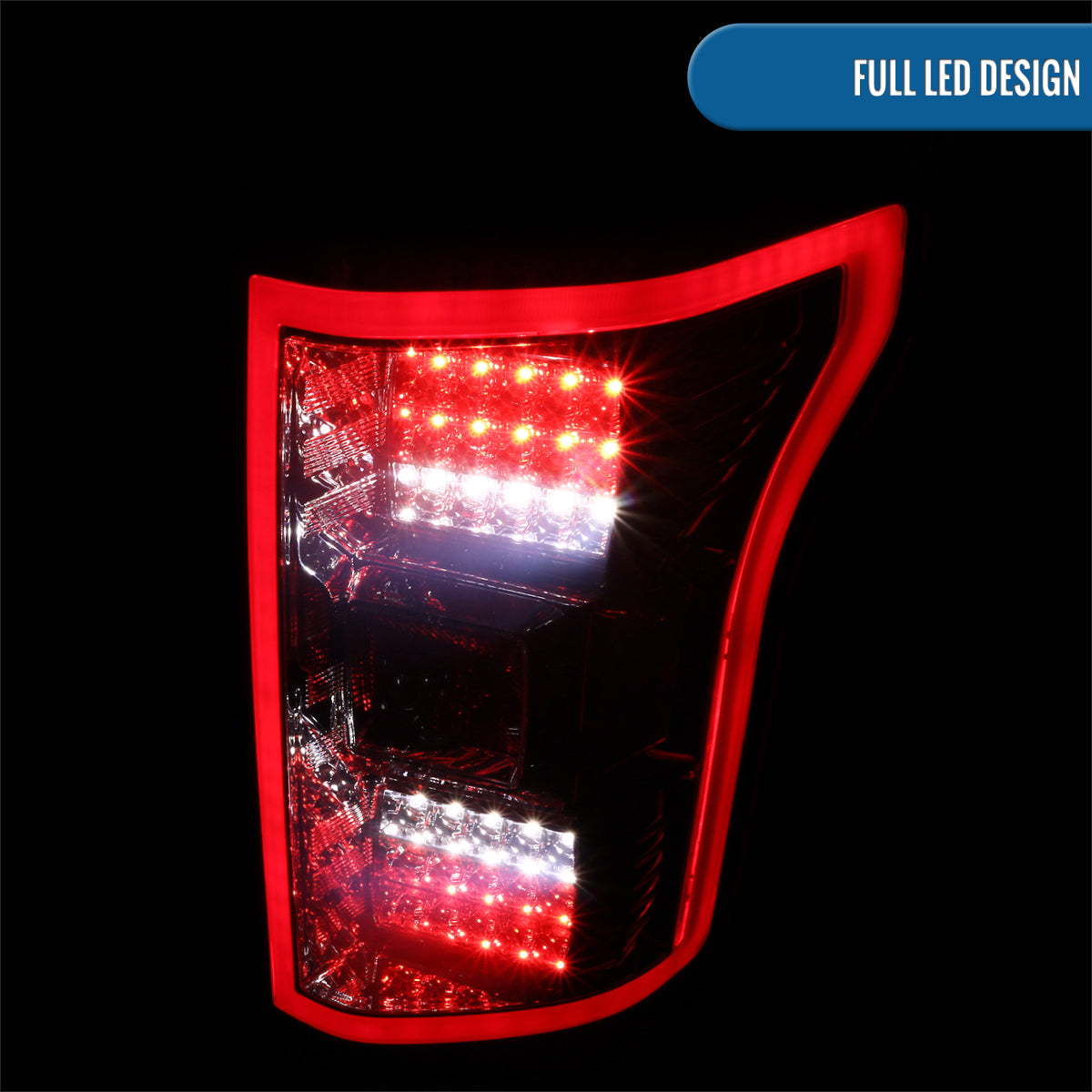 Ronnin - Fits 2015-2017 Ford F150 Upgraded Replacement Full LED Tail Lights Assembly Pair | Chrome