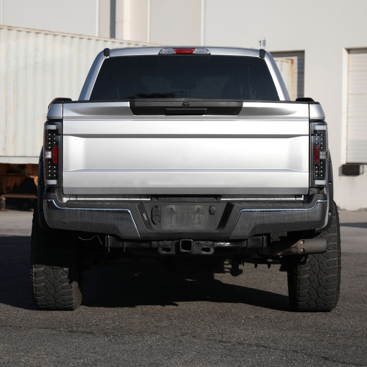 Ronnin - Fits 2017-2019 Ford F250 F350 F450 F550 Super Duty Upgraded Full LED Tail Lights Integrated Brake + Turn Signal Assembly Pair | Black | White Tube