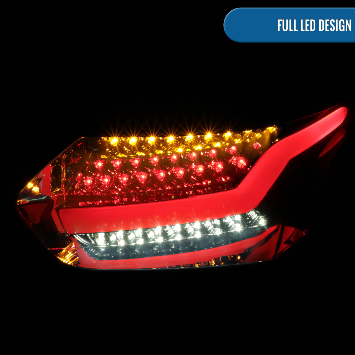 Ronnin - Fits 2015-2018 Ford Focus Hatchback US Spec Upgraded Full LED Tail Lights Assembly Pair | Smoked