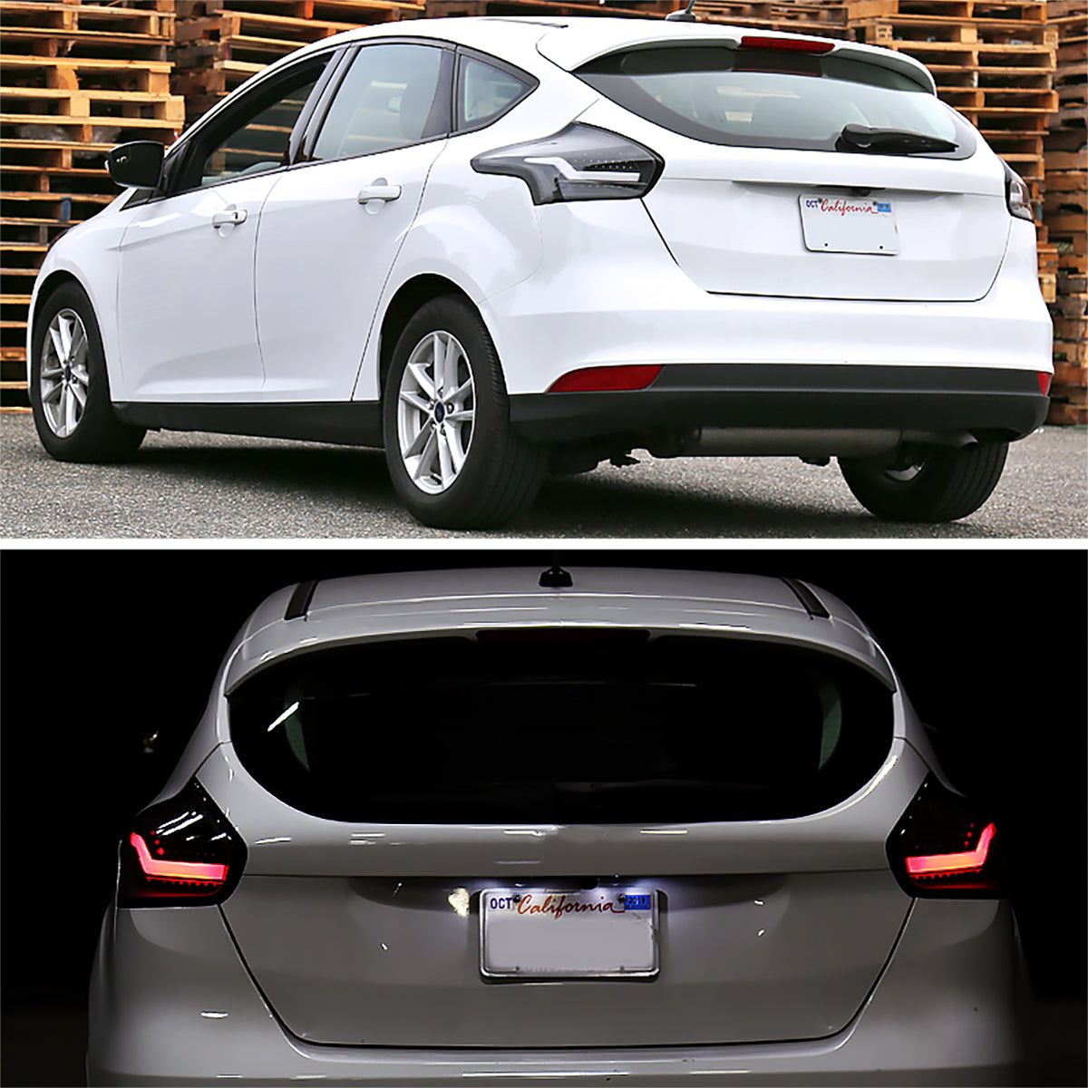 Ronnin - Fits 2015-2018 Ford Focus Hatchback US Spec Upgraded Full LED Tail Lights Assembly Pair | Black