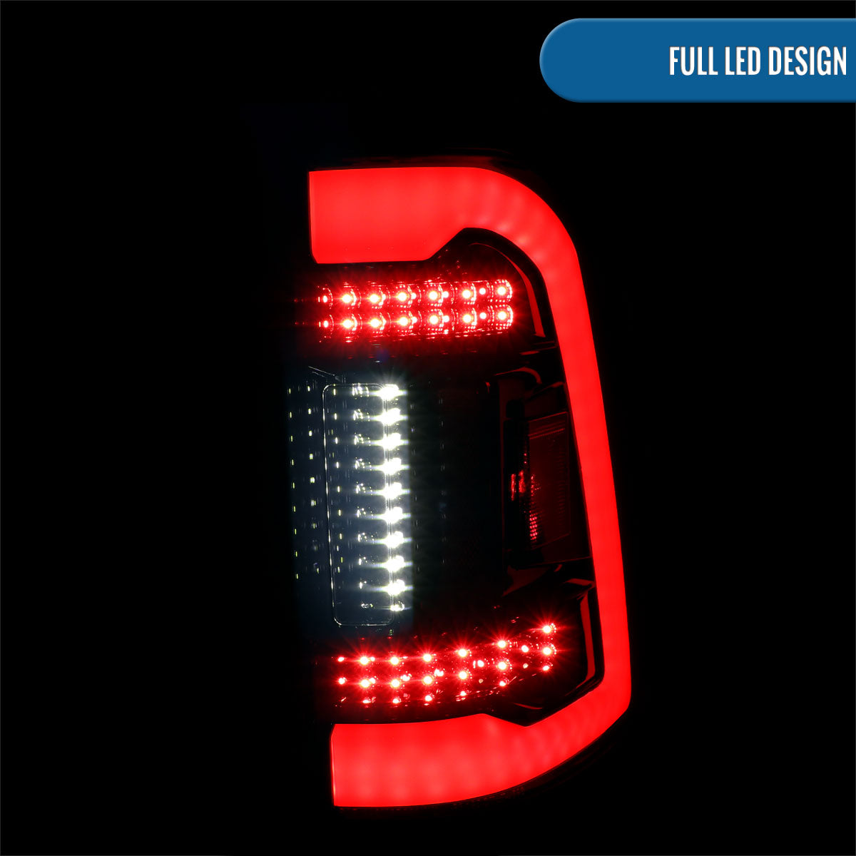 Ronnin - Fits 2019-2024 Ram 1500 Upgraded Full LED Tail Lights Integrated LED Brake and Turn Signal Lamps Replacement Pair | Black Smoke | White Tube