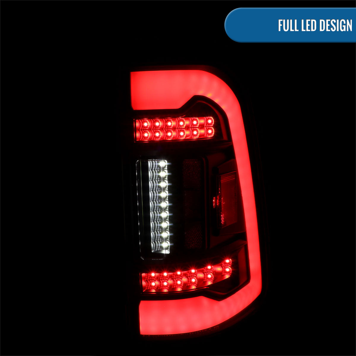 Ronnin - Fits 2019-2024 Ram 1500 Upgraded Full LED Tail Lights Integrated LED Brake and Turn Signal Lamps Replacement Pair | Black | White Tube