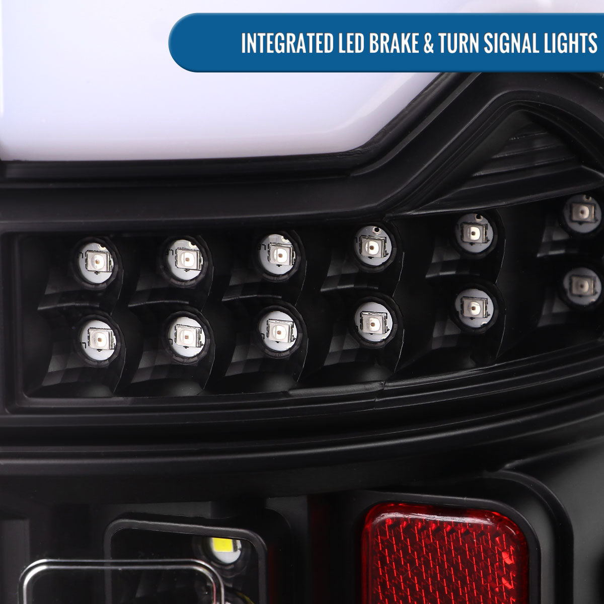 Ronnin - Fits 2019-2024 Ram 1500 Upgraded Full LED Tail Lights Integrated LED Brake and Turn Signal Lamps Replacement Pair | Black | White Tube